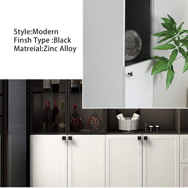 homdiy 10 Pack Black Cabinet Knobs Square Dresser Drawer Knobs - Matte Black Cabinet Knobs Kitchen Cabinet Hardware - Image 3